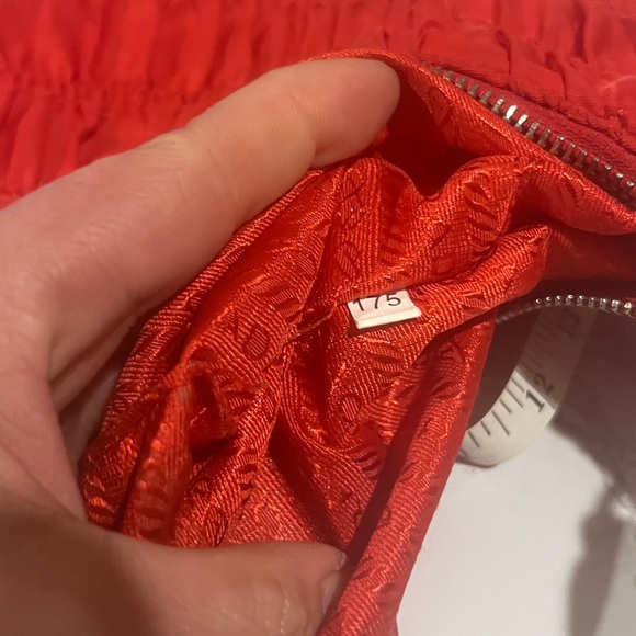 Prada Red Ruched Nylon Shoulder Bag - Picture 7 of 11